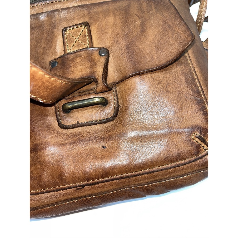 Harbour 2nd Genuine Leather Cognac Brown Zip Top Crossbody Flap Purse - Picture 13 of 16